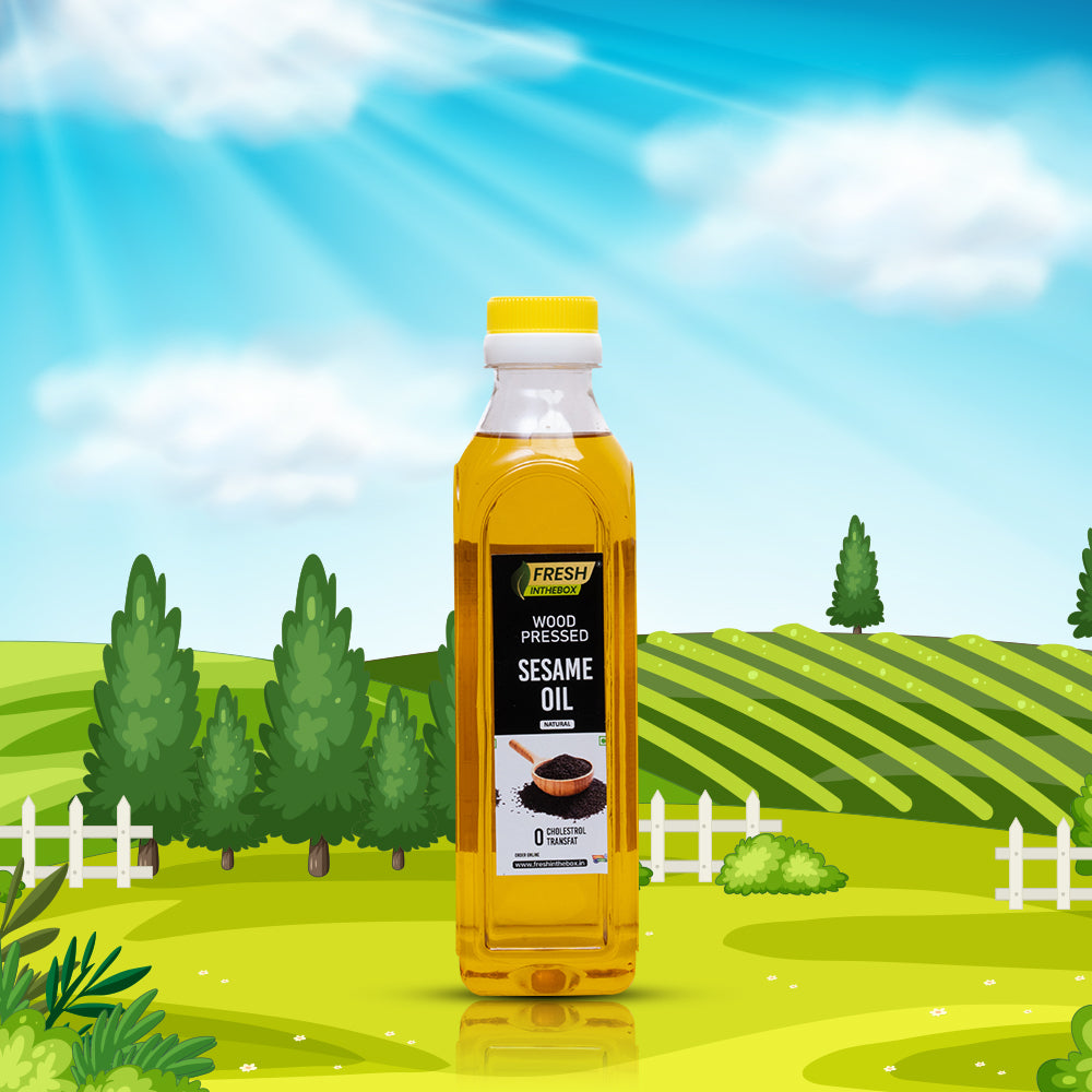 Freshinthebox wood pressed sesame oil bottle