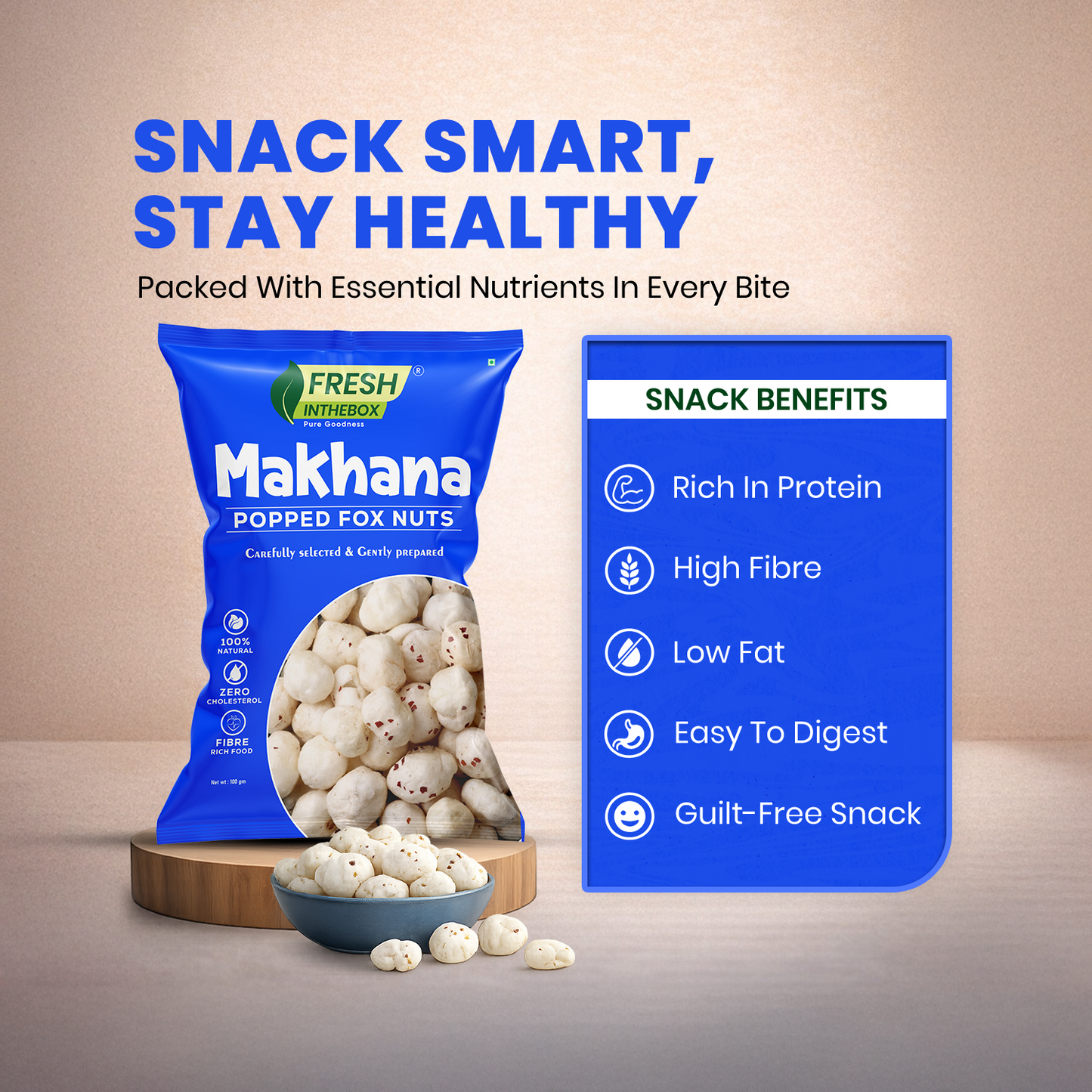Premium Makhana 100g | Handpicked Bihar Popped Foxnuts