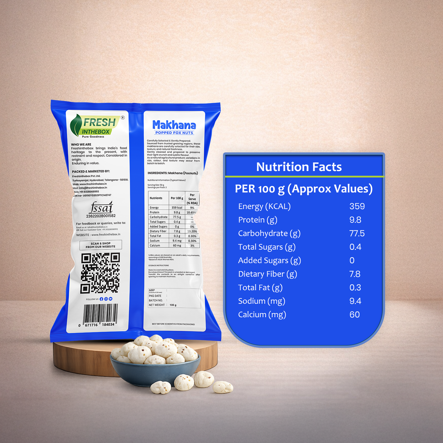 Premium Makhana 100g | Handpicked Bihar Popped Foxnuts
