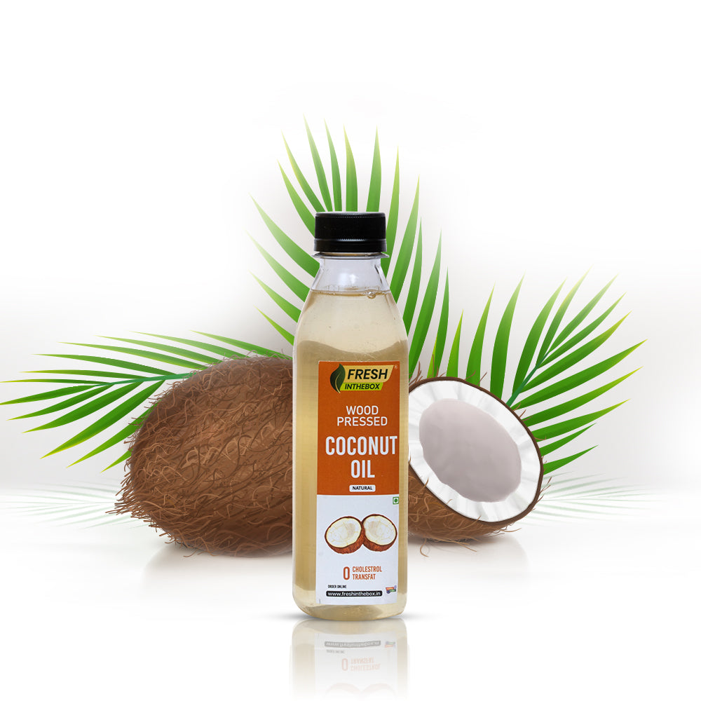 Freshinthebox wood pressed coconut oil bottle